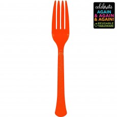 Orange Premium Extra Heavy Weight Reusable Plastic Forks 20 pk