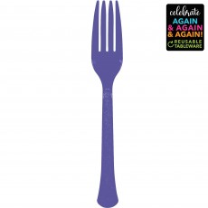 Purple Party Supplies - Forks Premium Reusable Extra Heavy Weight New Purple