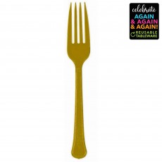 Gold Party Supplies - Forks Premium Reusable Extra Heavy Weight