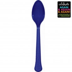 Blue Party Supplies - Spoons Premium Reusable Extra Heavy Weight Bright Royal Blue