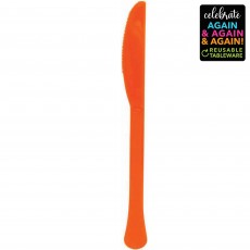 Orange Premium Extra Heavy Weight Reusable Plastic Knives 20 pk