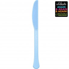 Pastel Blue Premium Extra Heavy Weight Reusable Plastic Knives 20 pk