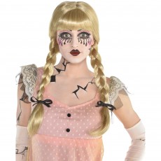 Blonde Creepy Doll Braided Wig Adult Size