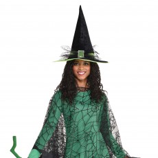 Black & Green Witchcraft Witch Hat Adult Size
