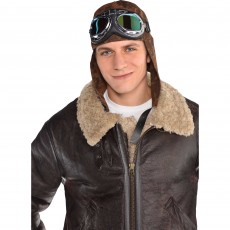 Aviator Hat with Goggles Adult Size