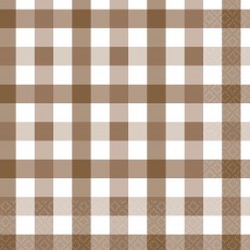 Gingham Teddy Brown Lunch Napkins 16 pk