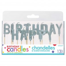 Silver Happy Birthday Pick Candles Pack of 13