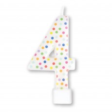 Number 4 Rainbow Dots Moulded Candle 8cm