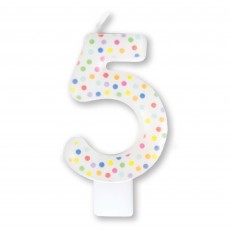 Number 5 Rainbow Dots Moulded Candle 8cm