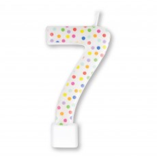 Number 7 Rainbow Dots Moulded Candle 8cm