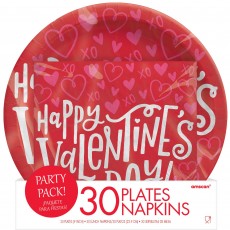 Happy Valentine's Day! Napkins and Lunch Plates 22cm 60 pk