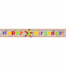 Happy Birthday Happy 3rd Birthday Holographic Banner 2.7m
