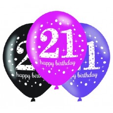 21st Birthday Latex Balloons