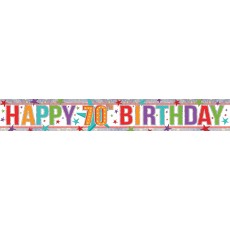 Multi Coloured Happy 70th Birthday Holographic Banner 2.7m