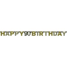 90th Birthday Sparkling Celebration Prismatic Letter Banner 2.13m x 17cm