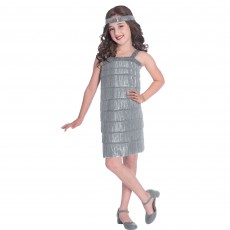 Silver Flapper Girl's Costume 6-8 Years