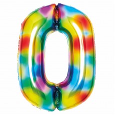 Number 0 Bright Rainbow Shaped Balloon 64cm x 90cm