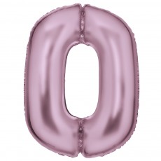 Number 0 Silk Lustre Pastel Pink  Shaped Balloon