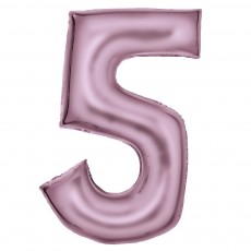 Number 5 Silk Lustre Pastel Pink  Shaped Balloon