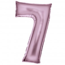 Number 7 Silk Lustre Pastel Pink  Shaped Balloon