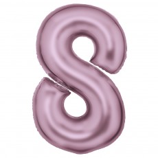 Number 8 Silk Lustre Pastel Pink  Shaped Balloon