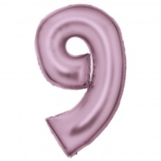 Number 9 Silk Lustre Pastel Pink  Shaped Balloon