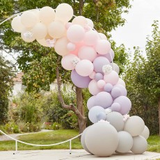 Pink, Lilac & Matte Grey Balloon Arch 81 pk