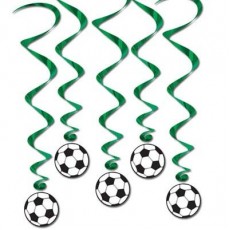 Soccer Ball Whirls Hanging Decorations 100cm 5 pk