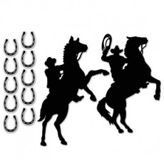 Black Cowboys & Horses Silhouettes Cutouts 12 pk