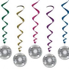 Disco & 70's Disco Balls Whirl Hanging Decorations 96cm 5 pk