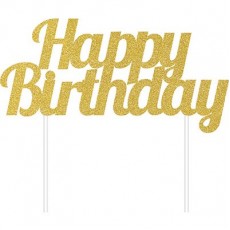 Gold Glittered Happy Birthday to You! Cake Topper 15cm x 17cm