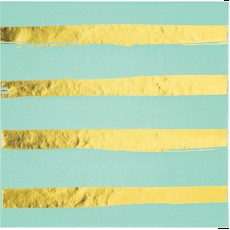 Fresh Mint Green & Gold Stripes Touch of Colour Lunch Napkins Pack of 16