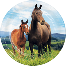 Horse and Pony Round Lunch Plates 18cm 8 pk