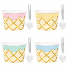 Ice Cream Plastic Spoons & Paper Cups 8 pk
