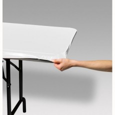 White Stayput Plastic Table Cover 73cm x 182cm