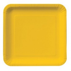 School Bus Yellow Square Lunch Plates 18cm 18 pk