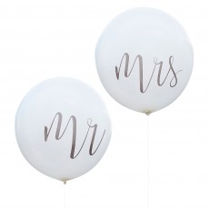 Wedding Mr and Mrs Rustic Country Latex Balloons 91cm 2 pk