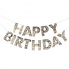Happy Birthday Party Decorations - Banner Gold Fringe Bunting