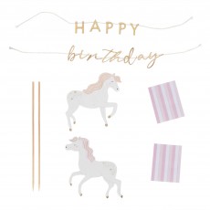 Happy Birthday Unicorn Princess Party Cake Topper