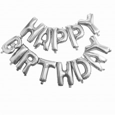 Silver Happy Birthday Pick & Mix Balloon Bunting Banner