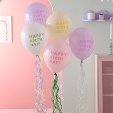 Pastel Wave Latex Balloons 5 pk