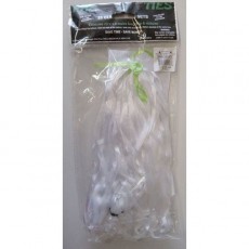 White Round Clips & Pre-Tied Ribbons 25 pk
