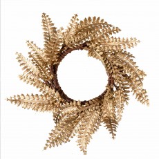 Christmas Gold Fern Wreath Velvet Luxe Napkin Rings 4 pk