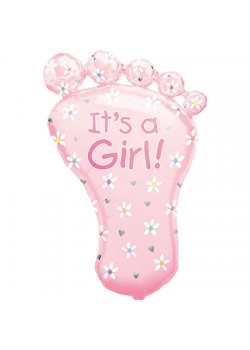 Baby Shower - General SuperShape XL Foot It's a Girl! Shaped Balloon 58cm x 82cm