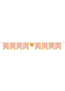 Baby Shower - General Girl Clothespin Glittered Letter Banner 16cm x 3.65m