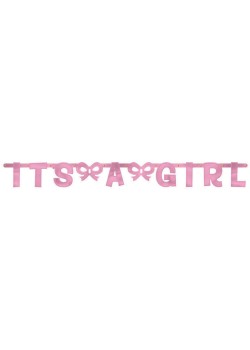 Baby Shower Pink It's a Girl Girl Banner 140.2cm x 15.8cm