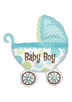 Baby Shower - General SuperShape XL Buggy Baby Boy Shaped Balloon 71cm x 79cm