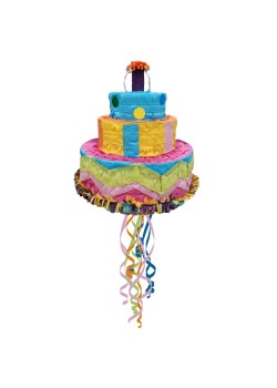 Happy Birthday Birthday Cake 3D Pull String Pinata 30cm x 30cm x 32cm
