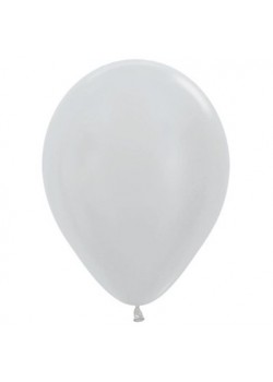 Satin Pearl Silver Teardrop Latex Balloons 30cm 100 pk