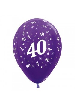 Teardrop Metallic Purple Violet 40th Birthday Latex Balloons 30cm Pack of 25